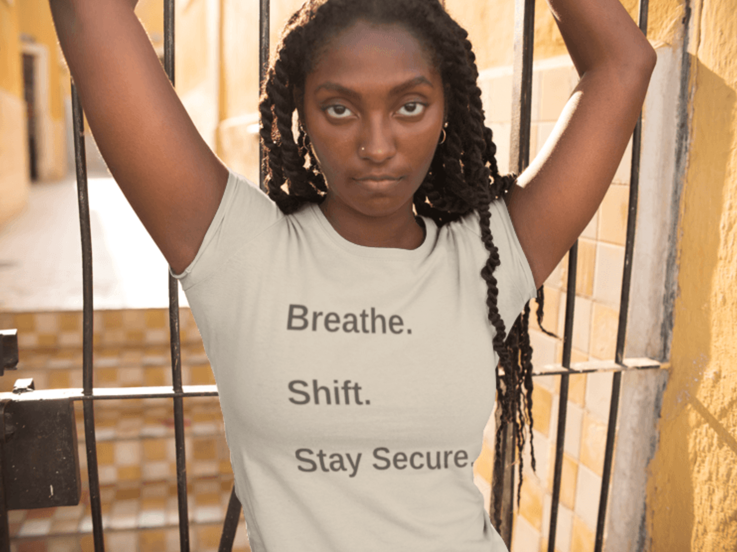 The Neutral Guard T-Shirt: 'Breathe. Shift. Stay Secure.' edition premium heavyweight apparel.